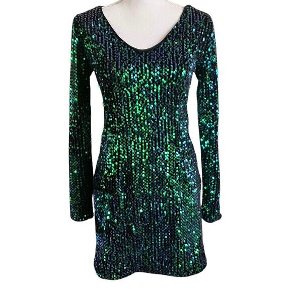 NWT Romeo & Juliet Sequin Midi Dress Blue Green Small - Picture 1 of 6